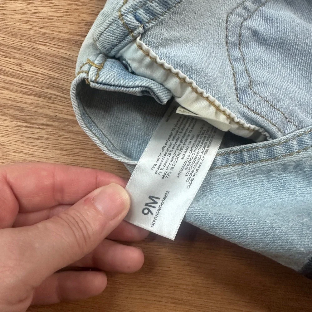 OshKosh B'gosh Denim Overalls Kids 9M Light Blue Classic Bib Pocket Carpenter